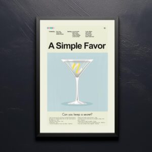 Mid-century modern poster of A Simple Favor movie artwork