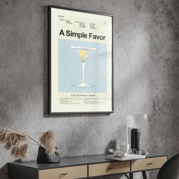 Mid-century modern poster of A Simple Favor movie artwork