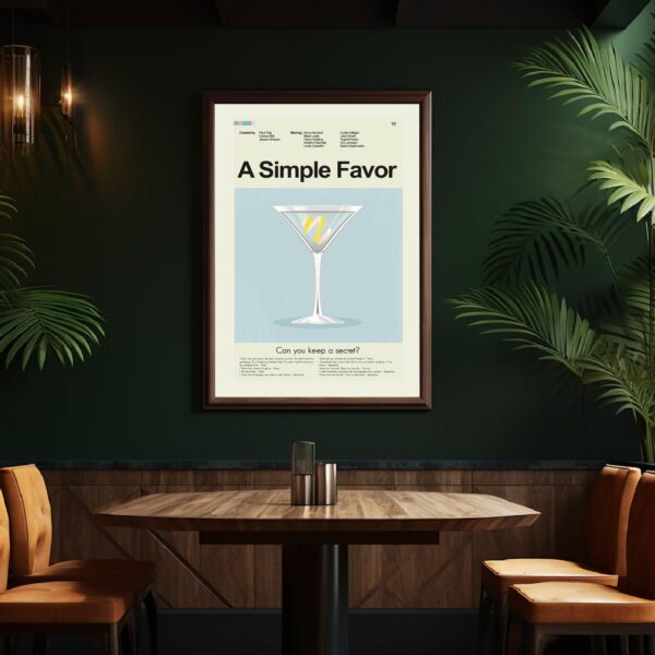 Mid-century modern poster of A Simple Favor movie artwork