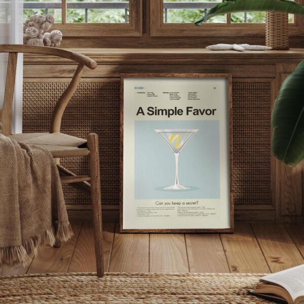 Mid-century modern poster of A Simple Favor movie artwork