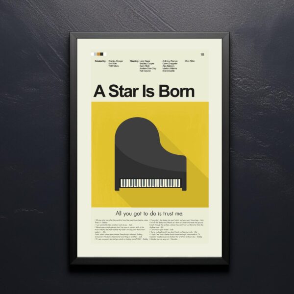 Mid-century modern style movie poster for A Star Is Born