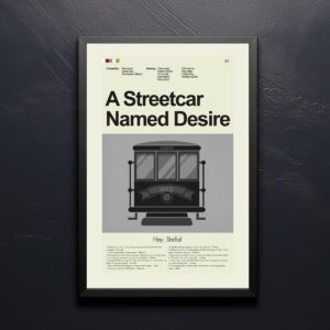 Mid-century modern poster of A Streetcar Named Desire movie artwork