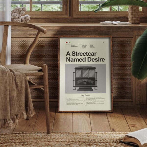 Mid-century modern poster of A Streetcar Named Desire movie artwork