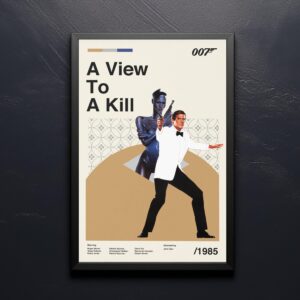 Mid-century modern A View to a Kill movie poster with vintage design