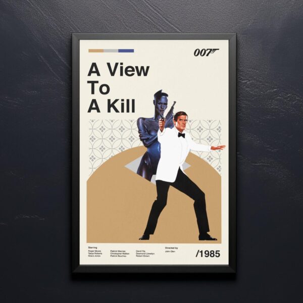 Mid-century modern A View to a Kill movie poster with vintage design