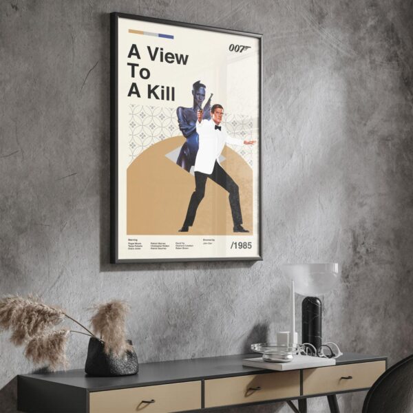 Mid-century modern A View to a Kill movie poster with vintage design