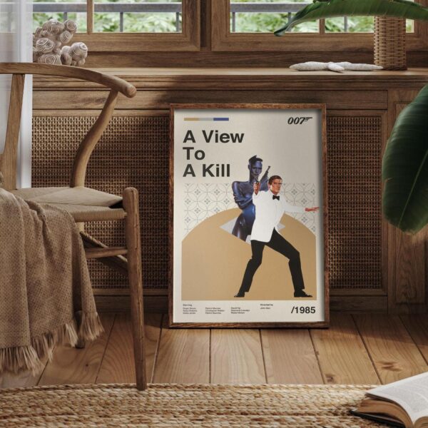 Mid-century modern A View to a Kill movie poster with vintage design