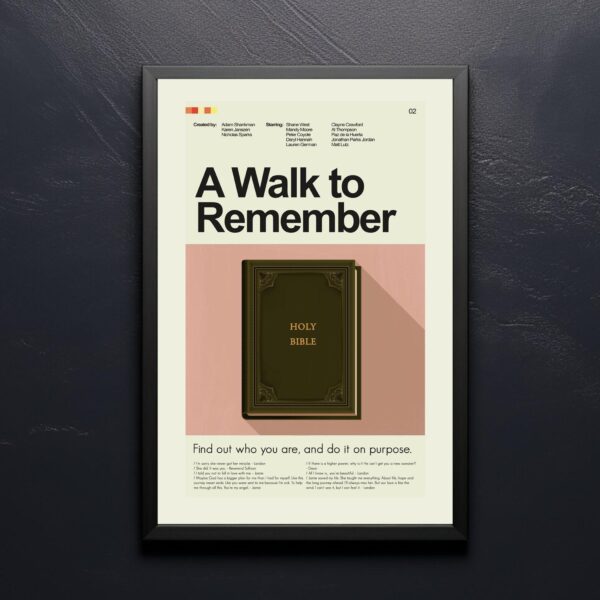 Mid-century modern style poster of A Walk to Remember movie
