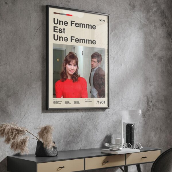 Mid-century modern poster of A Woman Is a Woman movie artwork
