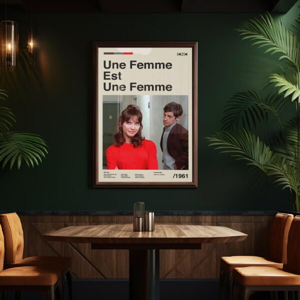 Mid-century modern poster of A Woman Is a Woman movie artwork