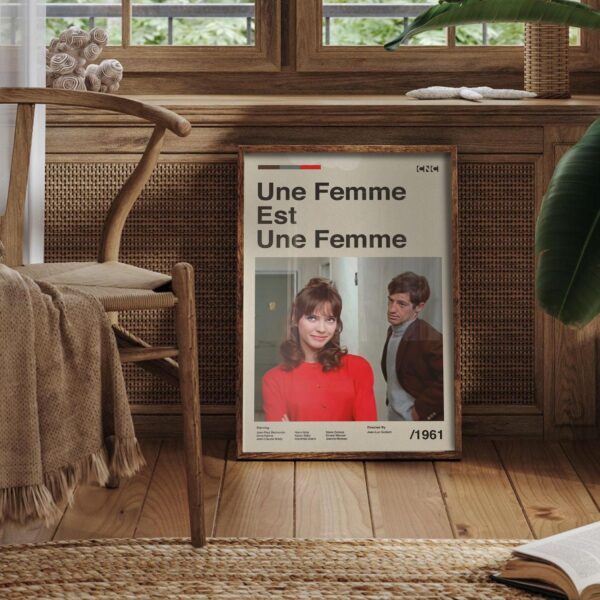 Mid-century modern poster of A Woman Is a Woman movie artwork