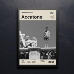 Accattone mid-century movie poster, retro artwork