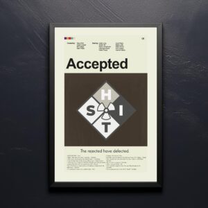 Accepted movie poster in mid-century modern design style