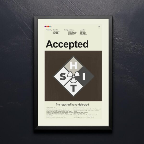 Accepted movie poster in mid-century modern design style