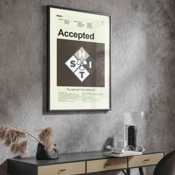 Accepted movie poster in mid-century modern design style
