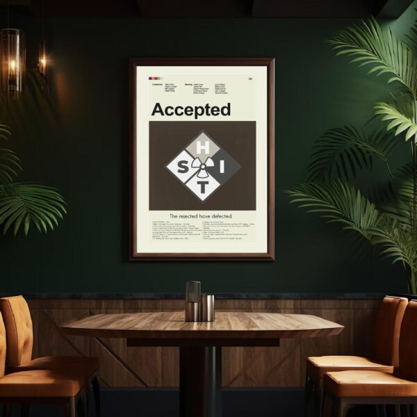 Accepted movie poster in mid-century modern design style