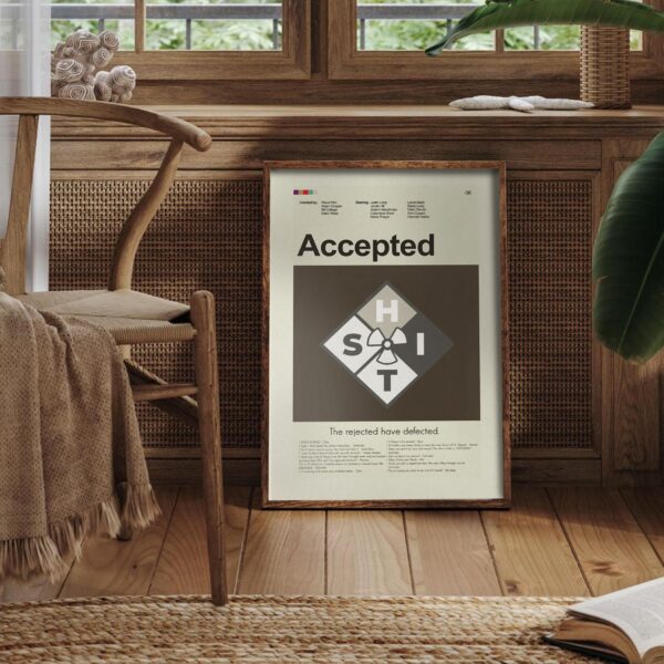 Accepted movie poster in mid-century modern design style