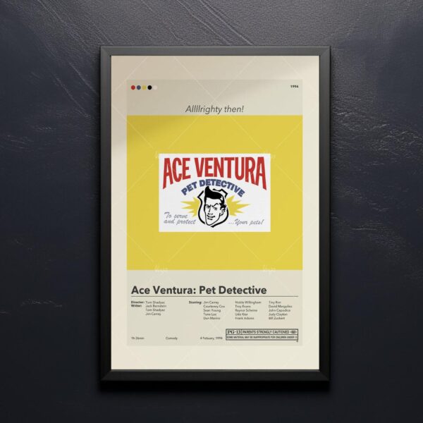 Mid-century modern Ace Ventura Pet Detective movie graphic poster