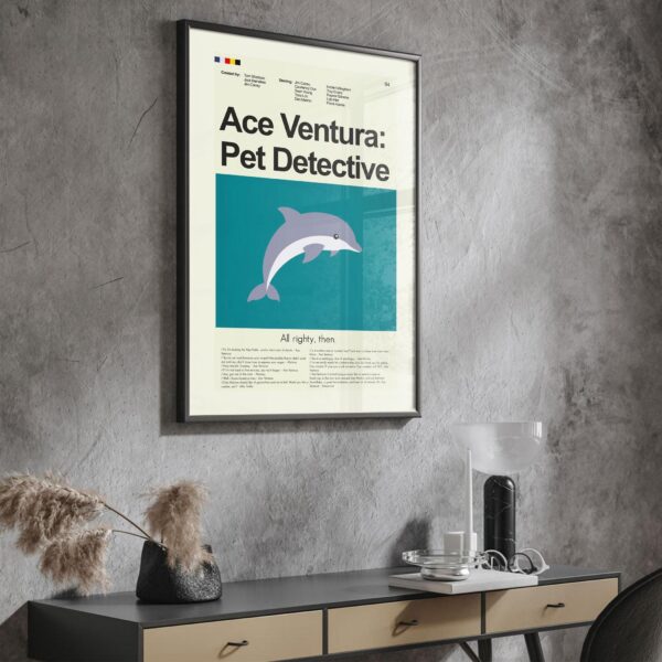 Mid-century modern Ace Ventura: Pet Detective movie graphic poster