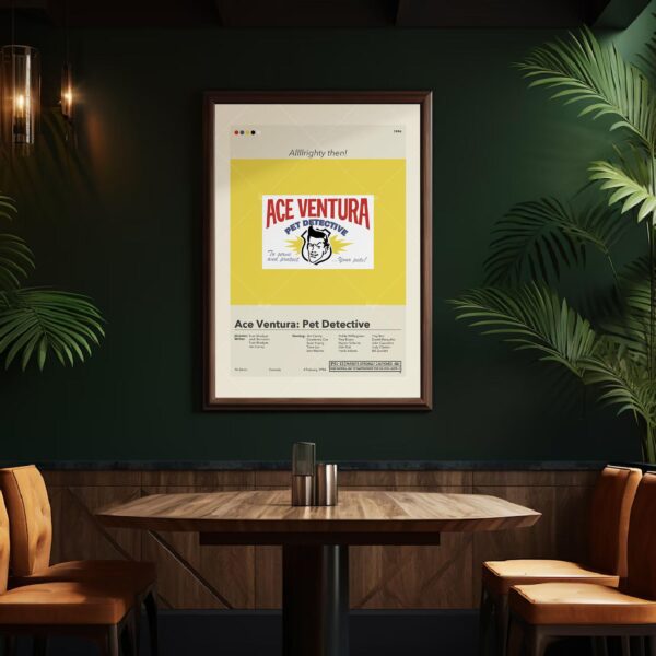 Mid-century modern Ace Ventura Pet Detective movie graphic poster