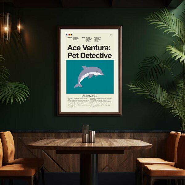 Mid-century modern Ace Ventura: Pet Detective movie graphic poster