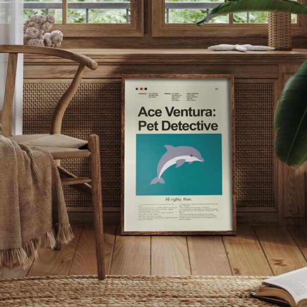Mid-century modern Ace Ventura: Pet Detective movie graphic poster