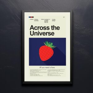 Mid-century modern Across the Universe movie poster with graphic design elements