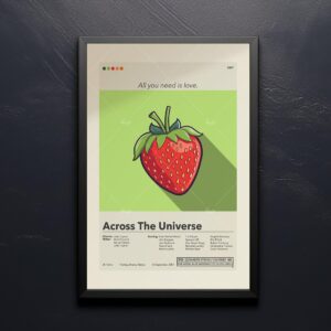 Mid-century modern Across the Universe movie poster design with retro style