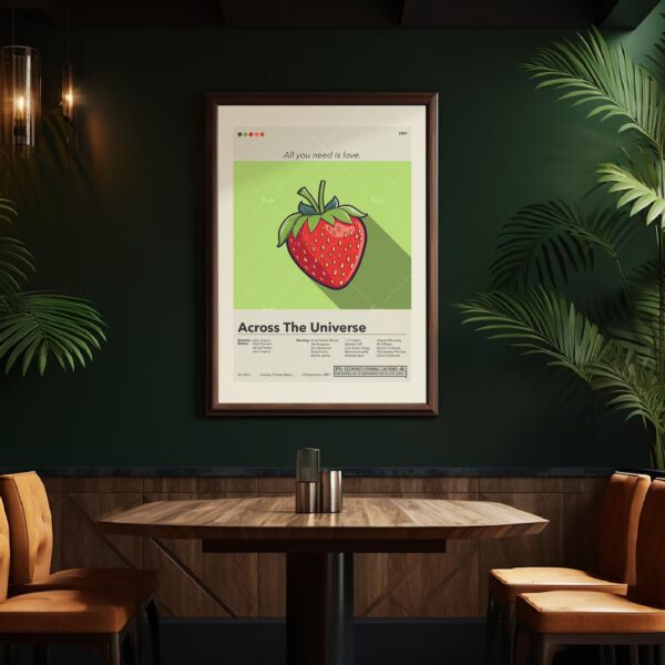 Mid-century modern Across the Universe movie poster design with retro style