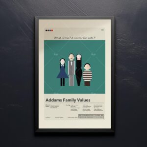 Mid-century modern Addams Family Values movie poster with graphic design style