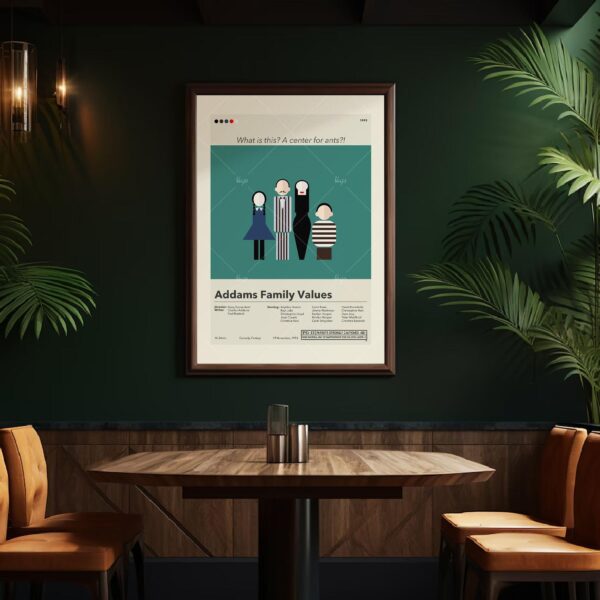 Mid-century modern Addams Family Values movie poster with graphic design style