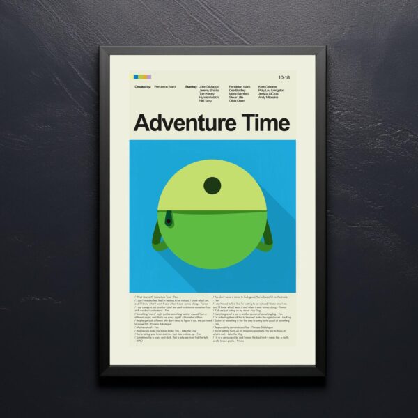 Mid-century modern Adventure Time movie poster with retro style design