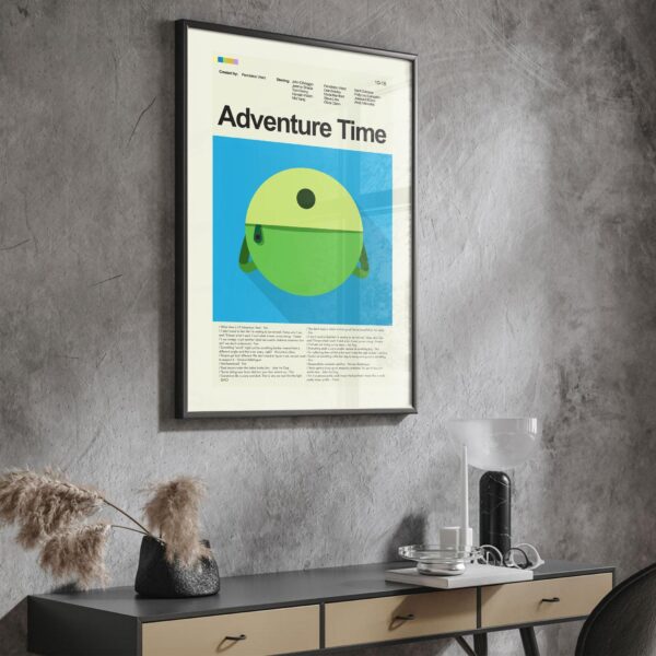 Mid-century modern Adventure Time movie poster with retro style design