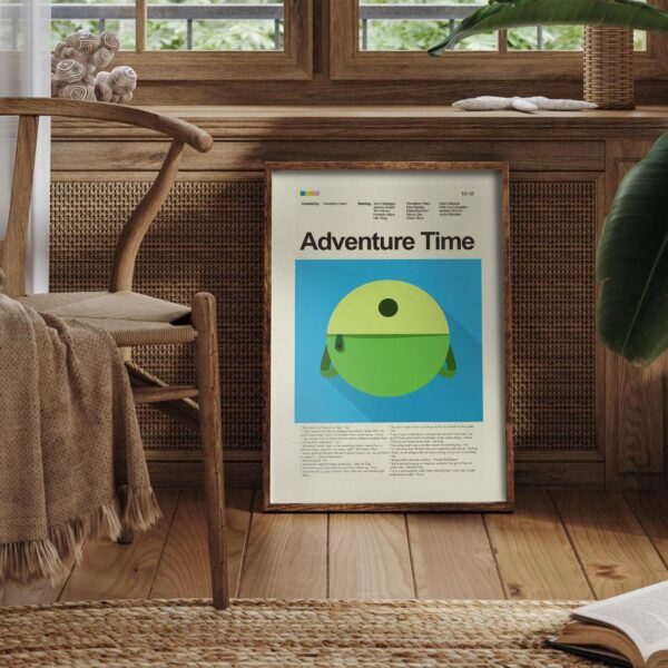 Mid-century modern Adventure Time movie poster with retro style design