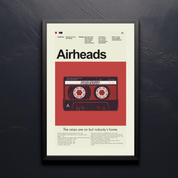 Airheads movie poster with mid-century modern wall art design