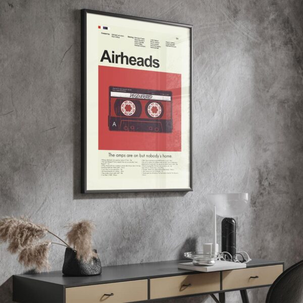 Airheads movie poster with mid-century modern wall art design