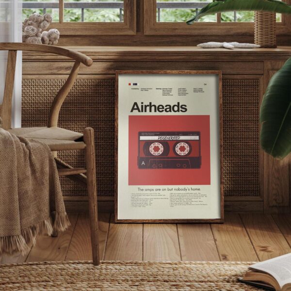 Airheads movie poster with mid-century modern wall art design