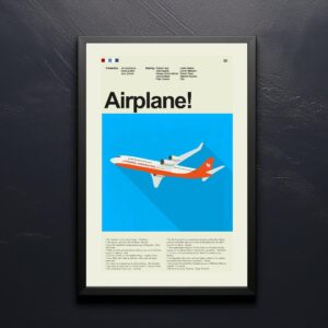 Vintage mid century Airplane! movie poster with retro design elements