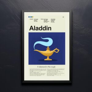 Mid-century modern Aladdin movie wall poster with vintage design