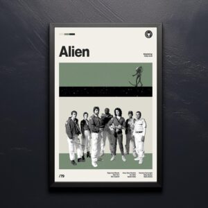 Mid-century poster of Alien movie - retro vintage wall art