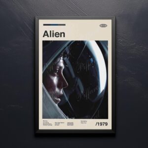 Mid-century modern Alien movie poster from mid 20th century era