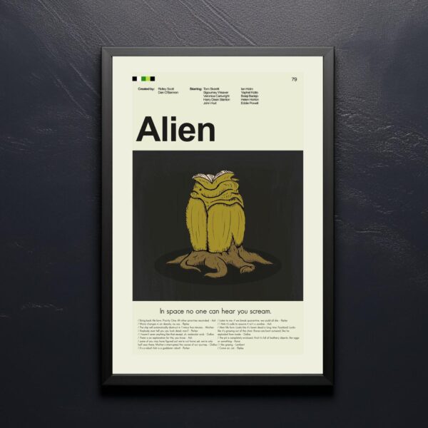 Mid-century modern Alien movie poster from mid 20th century era
