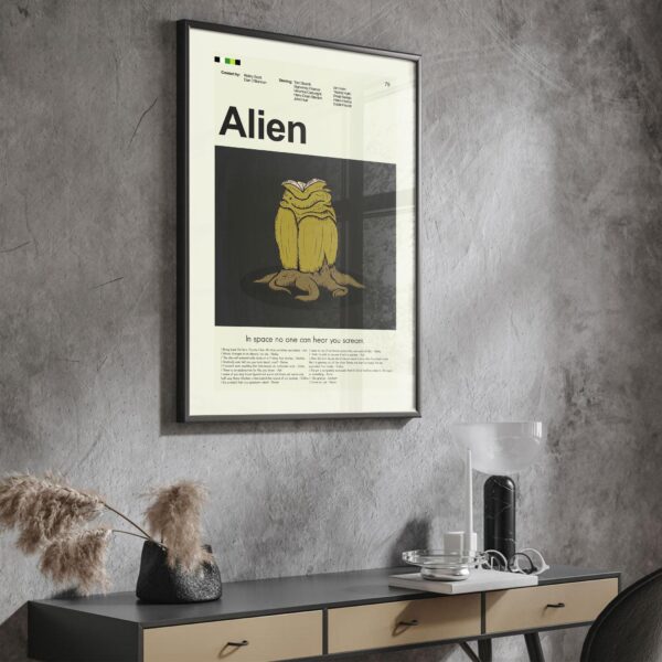 Mid-century modern Alien movie poster from mid 20th century era