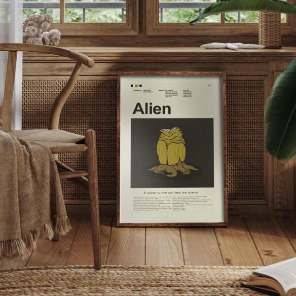 Mid-century modern Alien movie poster from mid 20th century era
