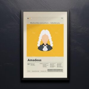 Amadeus movie poster with mid-century modern graphic design style