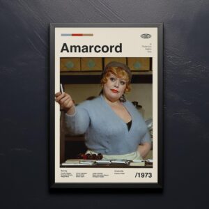 Mid-century poster featuring Amarcord movie artwork