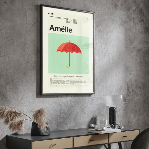 Amélie movie poster in mid-century modern style wall art