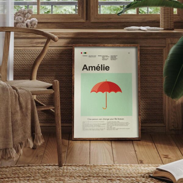 Amélie movie poster in mid-century modern style wall art