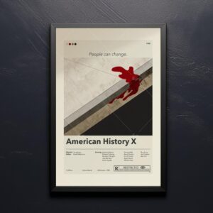 Mid century modern American History X movie poster with vintage house design