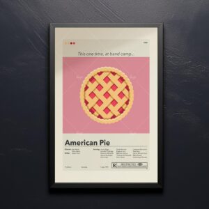 Mid-century modern American Pie movie poster print with retro design